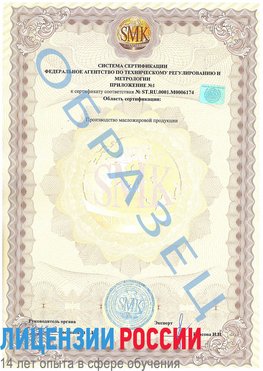 Образец сертификата соответствия (приложение) Воскресенск Сертификат ISO 22000
